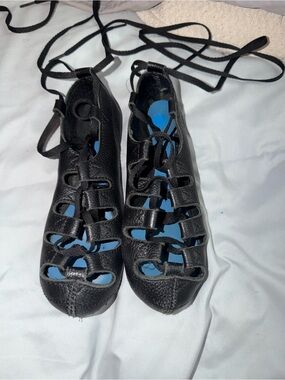 Black Irish Dance Ghillies Soft Shoes Size 2M